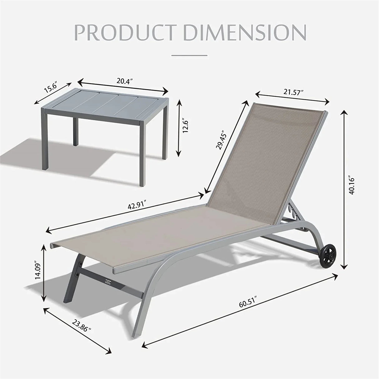 Outdoor Chaise Lounge Set With Adjustable Backrest Khaki - Furniture Home Direct