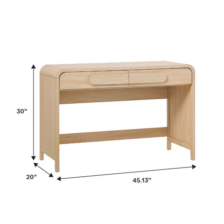 Modern Curved Waterfall Desk With Drawers - Oak - Furniture Home Direct