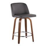 Toriano - Mid Century Modern Fixed Height Counter Stool With Swivel With Round Footrest (Set of 2) - Furniture Home Direct