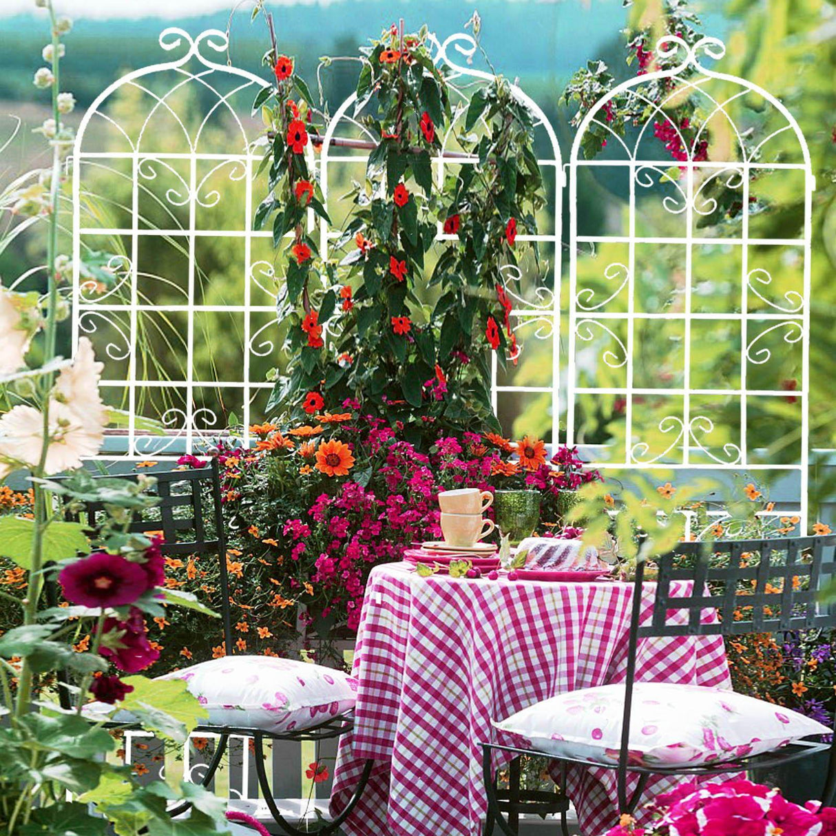 Metal Garden Rustproof Trellis For Climbing Plants Outdoor Flower Support - Furniture Home Direct