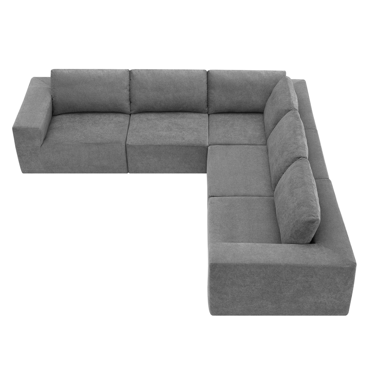 L Shaped Modular Sectional Sofa With Wide Seats Gray - Furniture Home Direct