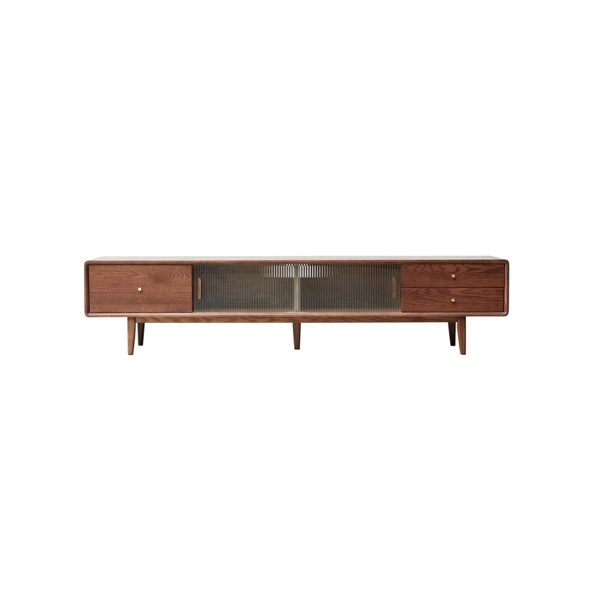 TV Cabinet With Chinese Changhong Glass Doors, Two Drawer Storage Space TV Standing - Furniture Home Direct