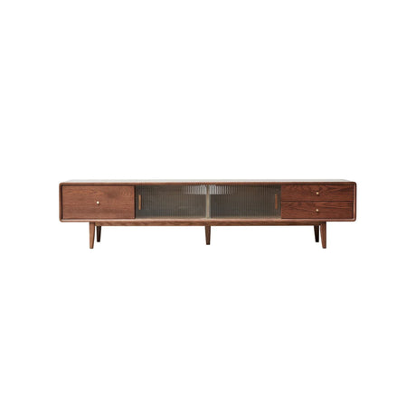 TV Cabinet With Chinese Changhong Glass Doors, Two Drawer Storage Space TV Standing - Furniture Home Direct