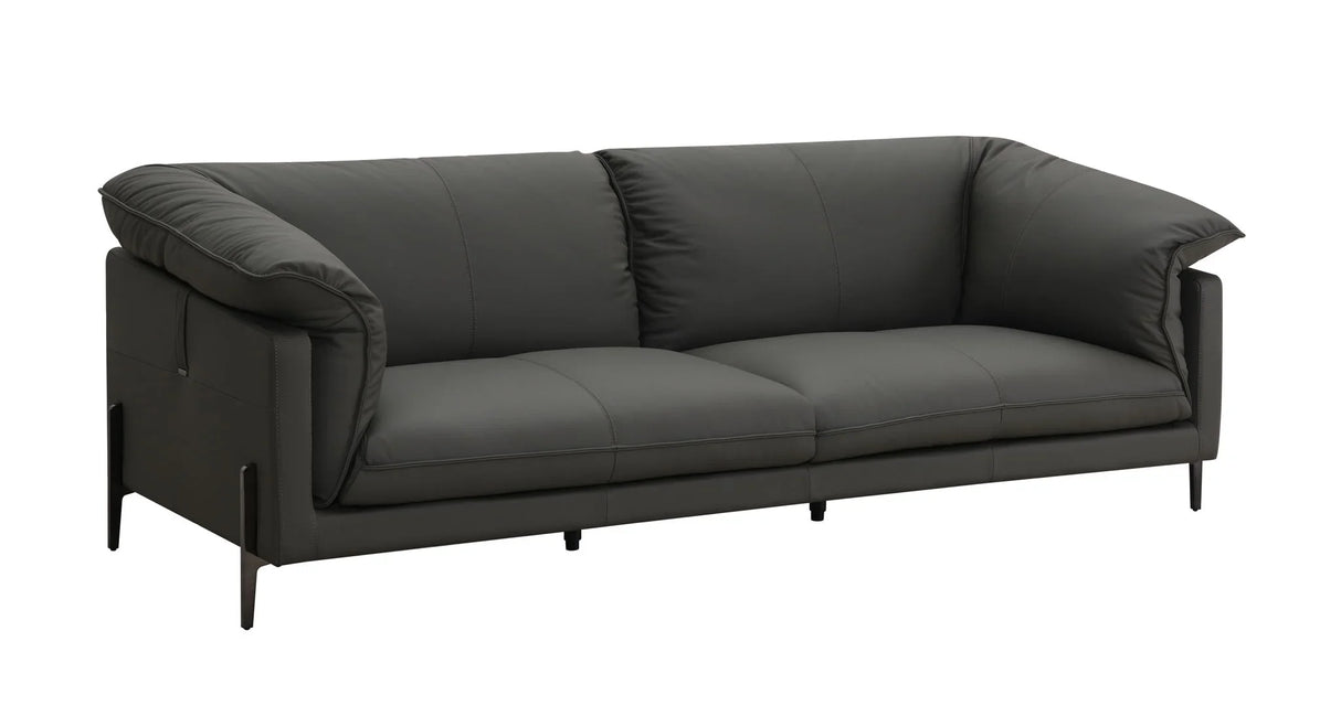 Tadi - Top Grain Leather Loveseat - Black - Furniture Home Direct