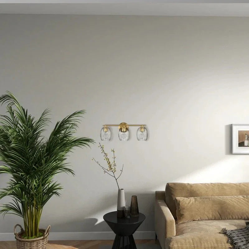Luster - 3 Lights Vanity With Clear For Bathrooms Above Mirror Wall Lamp Satin - Clear / Gold - Furniture Home Direct