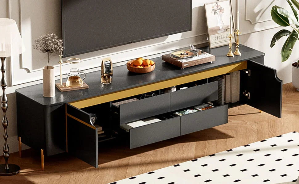 TV Stand For TVs Up To 80" With 4 Drawers And 2 Spacious Cabinets - Furniture Home Direct