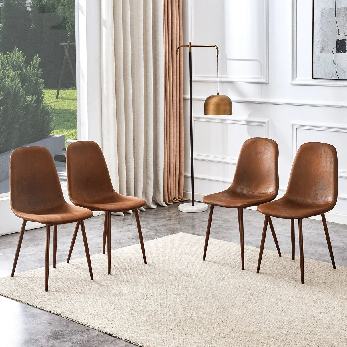 (Set of 4) Backrest AndTransfer Legs Chairs Adding A Touch Of Elegance To Minimalist And Scandinavian Style Homes - Walnut - Furniture Home Direct