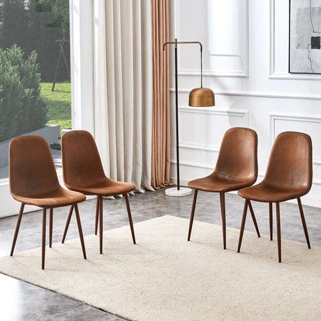 (Set of 4) Backrest AndTransfer Legs Chairs Adding A Touch Of Elegance To Minimalist And Scandinavian Style Homes - Walnut - Furniture Home Direct