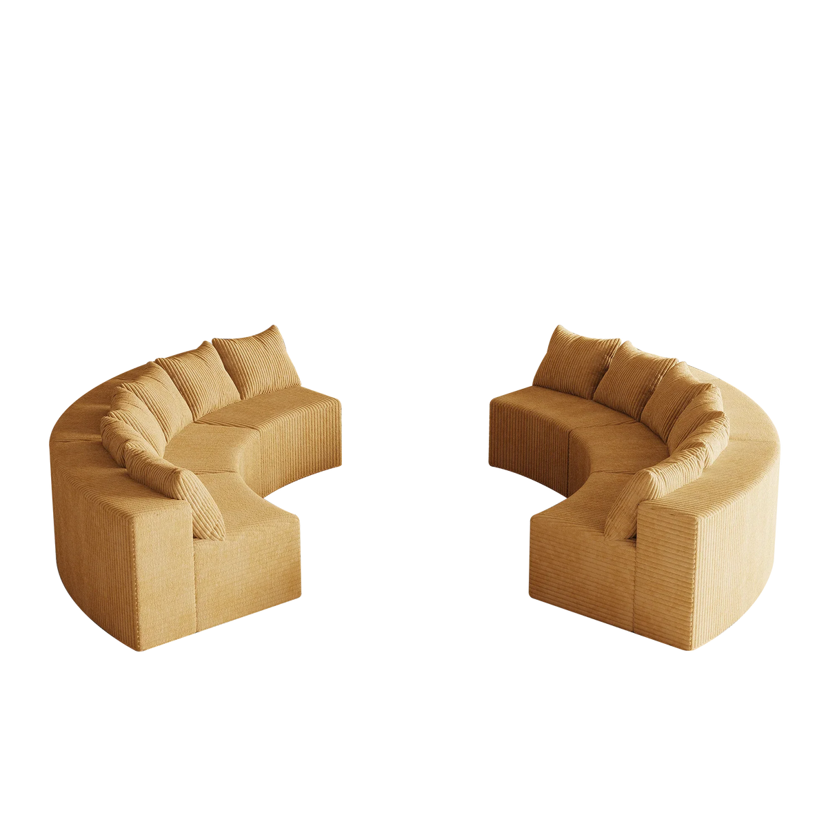 Modular Corduroy Curved Sectional With 12 Modular - Yellow - Furniture Home Direct