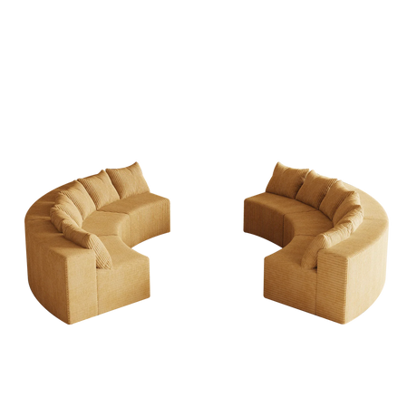 Modular Corduroy Curved Sectional With 12 Modular - Yellow - Furniture Home Direct