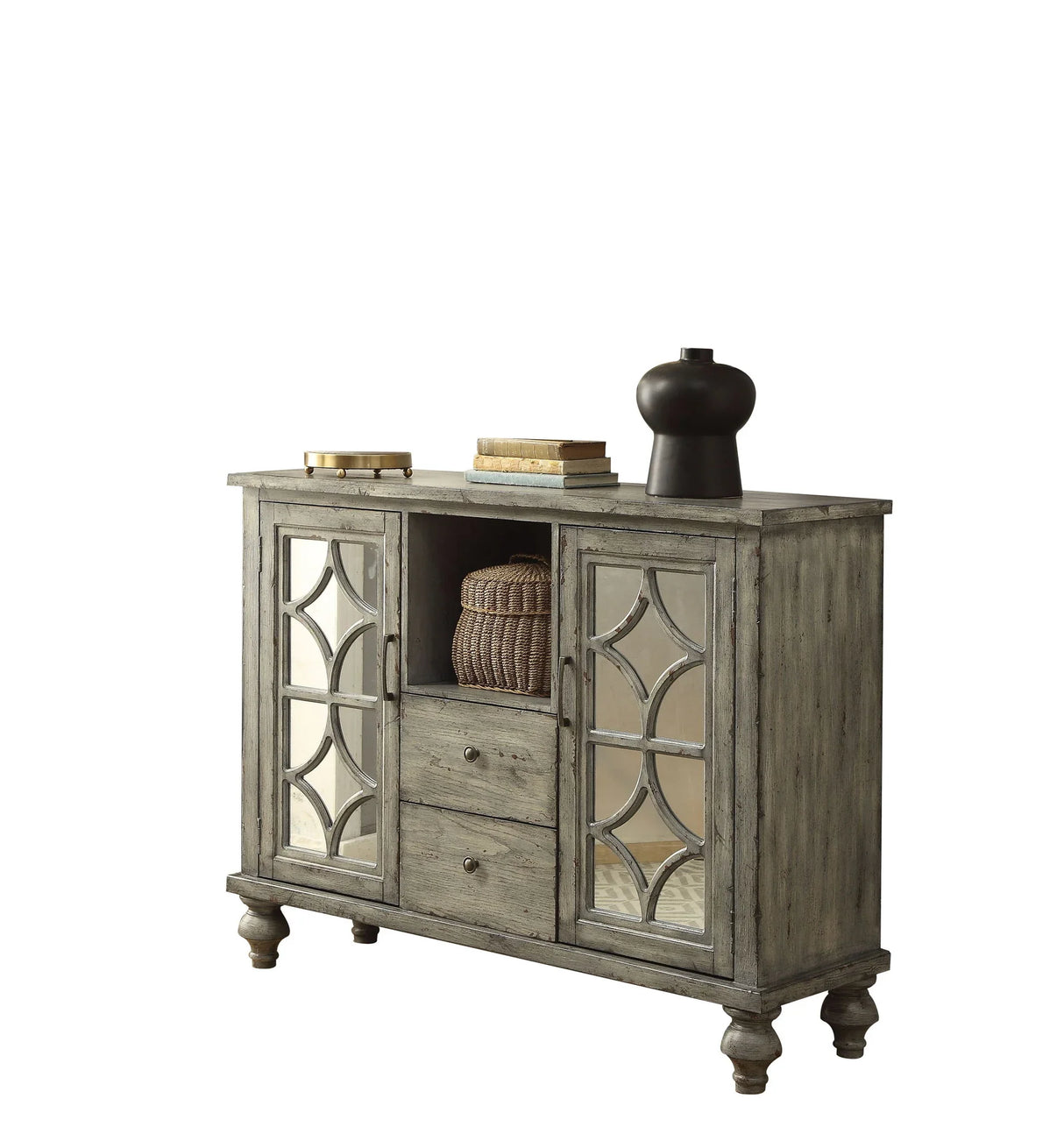 Velika - Weathered Accent Cabinet WithStorage - Gray - Furniture Home Direct