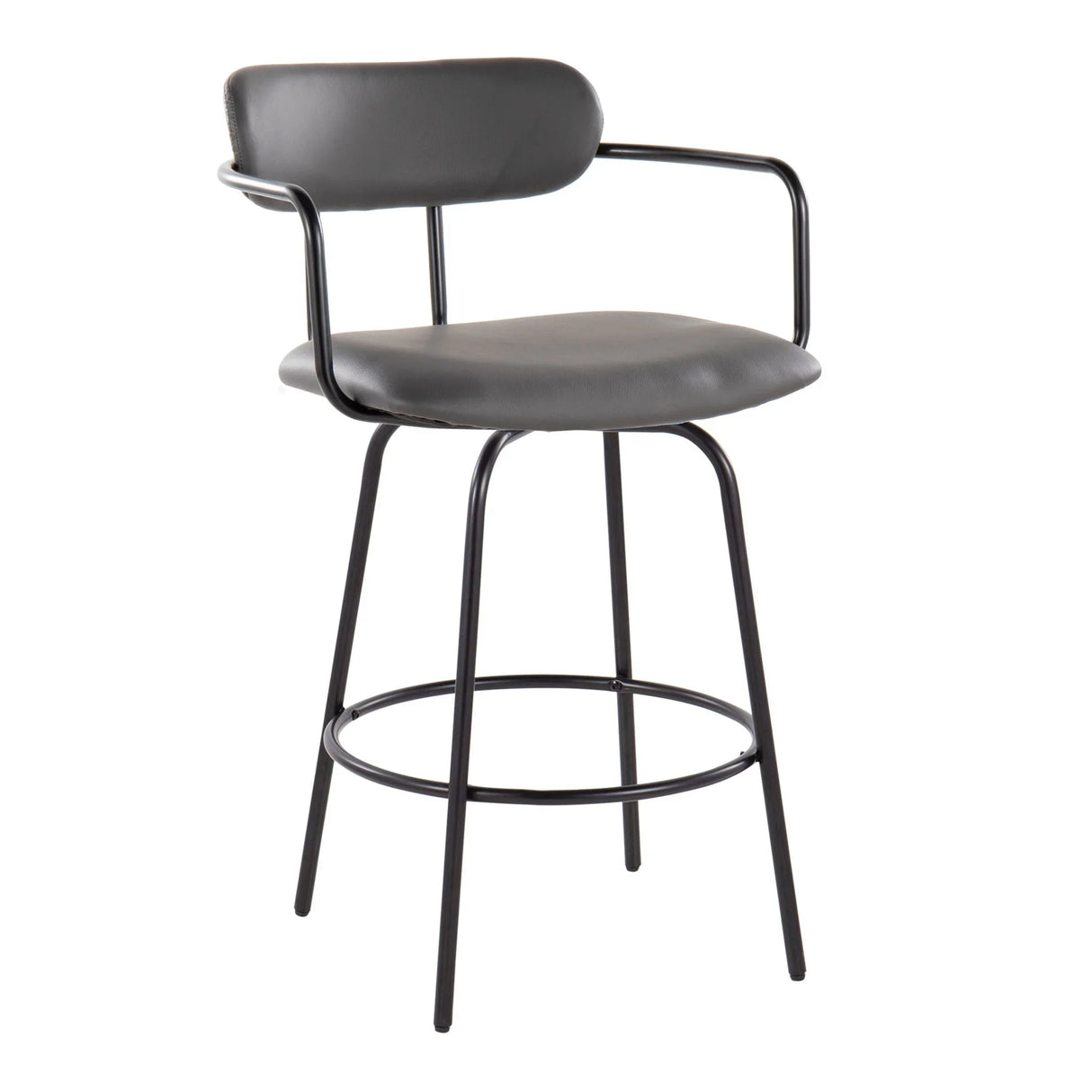 Demi - Contemporary Fixed Height Counter Stool With Swivel With Round Footrest (Set of 2) - Furniture Home Direct