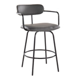 Demi - Contemporary Fixed Height Counter Stool With Swivel With Round Footrest (Set of 2) - Furniture Home Direct