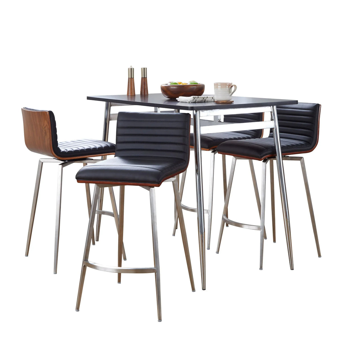 Marcel Mason - 5 Piece Swivel Contemporary Counter Height Dining Set - Furniture Home Direct