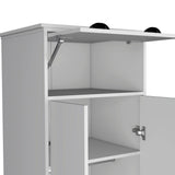 Dresser Closet With Upper Storage Covered With 1 Door, 2 Central Shelves, 1 Tube For Hanging Clothes Covered By 2 Doors, 1 Drawer At The Bottom - White - Furniture Home Direct