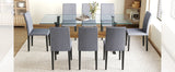 Dining Set Glass Top Table With Eight Fabric Chairs Gray - Furniture Home Direct