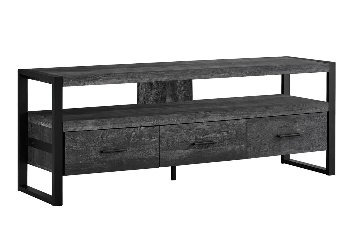 TV Stand, Console, Media Entertainment Center, Storage Solution Drawers - Black - Furniture Home Direct