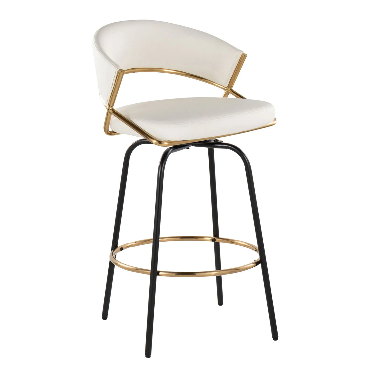 Jie - Fixed Height Contemporary Counter Stool With Swivel Round Footrest (Set of 2) - Furniture Home Direct