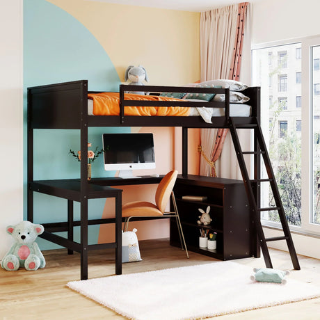 Loft Bed With Shelves With Desk - Furniture Home Direct