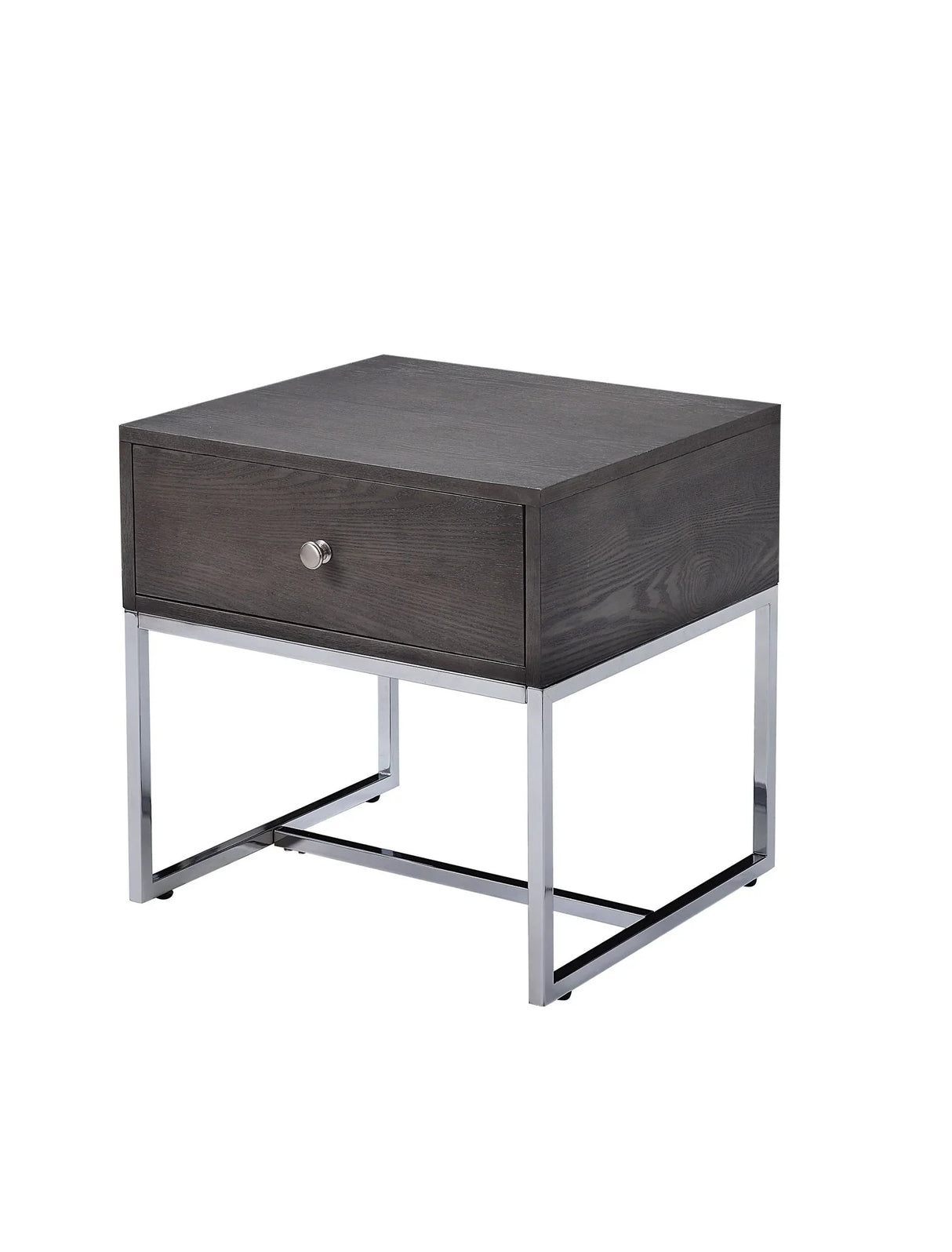 Iban - End Table - Gray Oak / Chrome - Furniture Home Direct