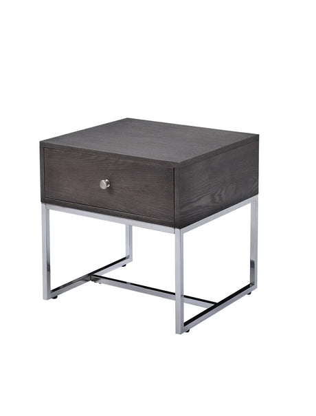 Iban - End Table - Gray Oak / Chrome - Furniture Home Direct