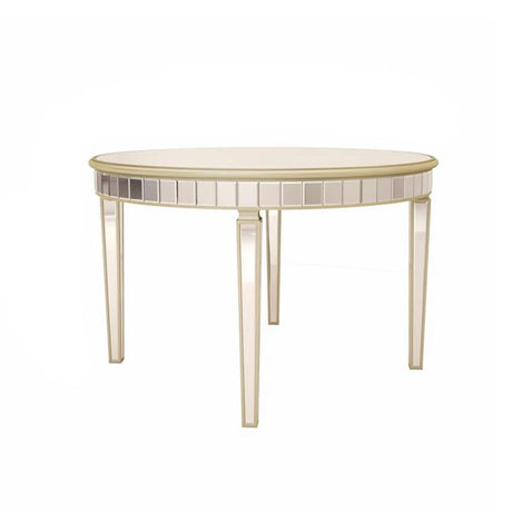 Round Glass Dining Table With Mirror Top - Silver - Furniture Home Direct