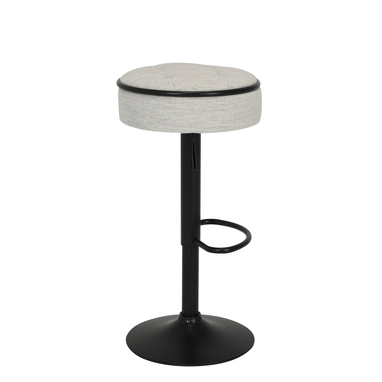 Counter Stool Round Linen Upholstered Seat Off White - Furniture Home Direct