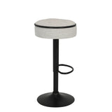 Counter Stool Round Linen Upholstered Seat Off White - Furniture Home Direct