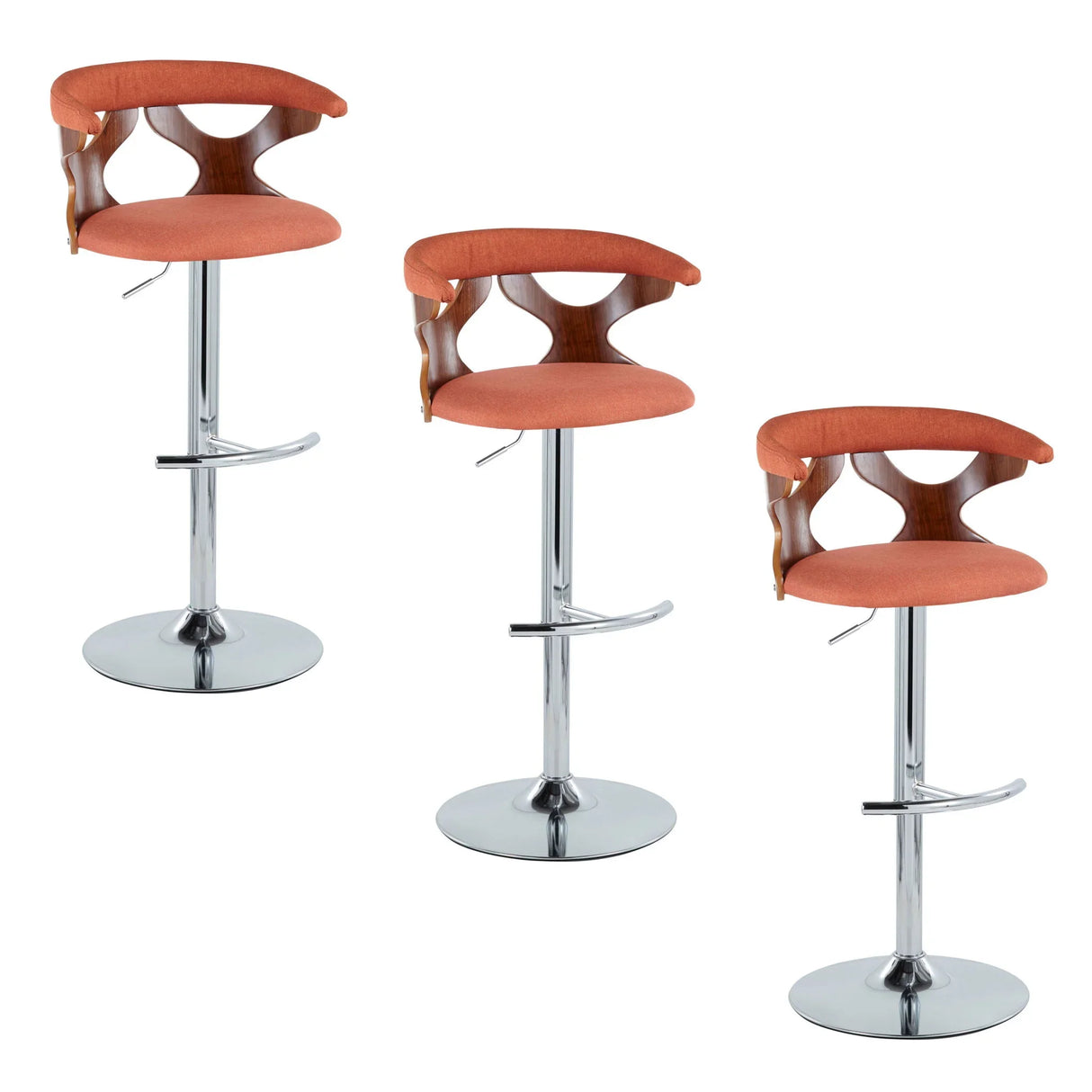 Gardenia - Mid Century Modern Adjustable Barstool With Swivel With Rounded T Footrest (Set of 2) - Furniture Home Direct