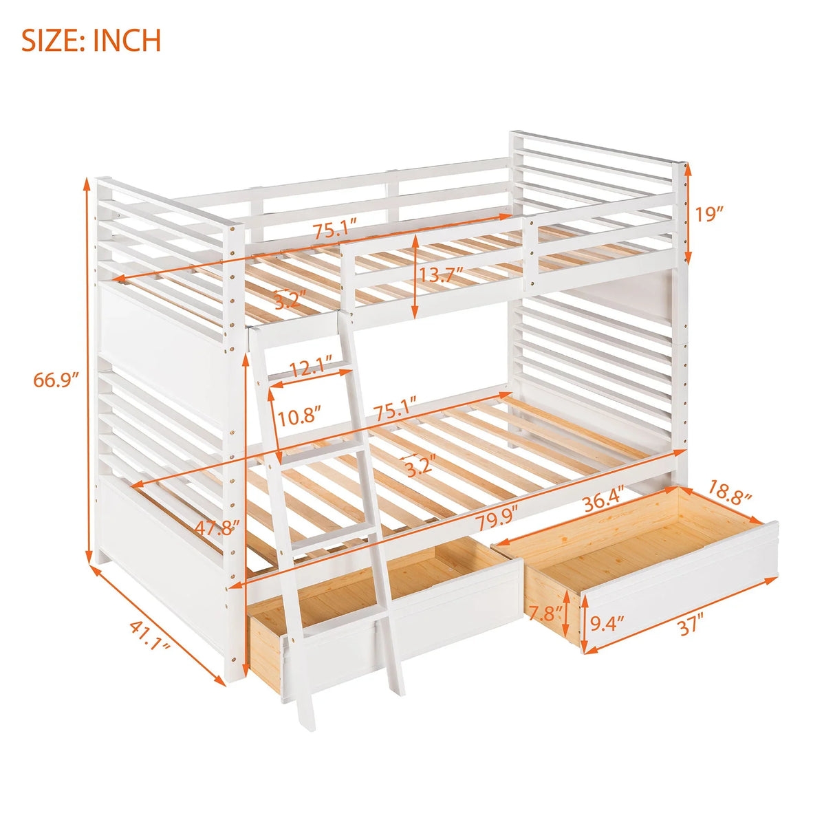 Bunk Bed With 2 Drawers - Furniture Home Direct