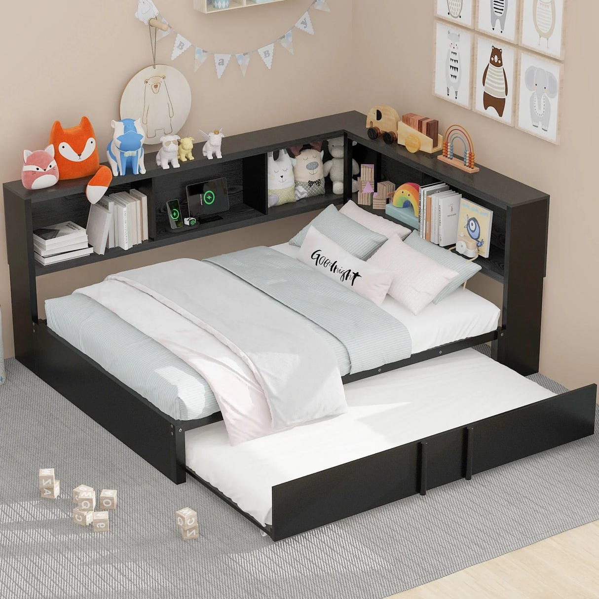 Daybed With Trundle, Storage Cabinets And USB Ports - Furniture Home Direct