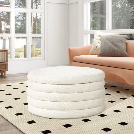 Fuji - Oversized Round Storage Ottoman - Furniture Home Direct