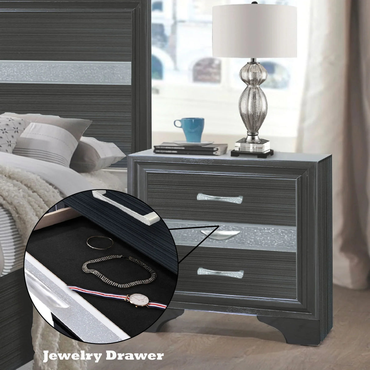 Naima - Chic Design Nightstand - Furniture Home Direct