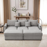 Modern Style Loveseat Sofa Sectional Sofa Couch With Storage Space, A Movable Ottoman, Two USB Ports, Two Cup Holders, A Phone Holder For Living Room - Furniture Home Direct