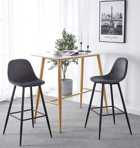 Velvet Barstool With Back (Set of 2) - Furniture Home Direct