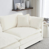 Chenille 2 Piece Living Room Set - White - Furniture Home Direct