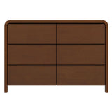Lionel - Mid-Century Modern Solid Wood 6 Drawer Dresser - Brown - Furniture Home Direct