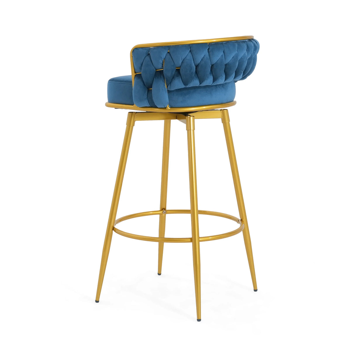 Counter Height Bar Stools Pair Tufted Gold Frame Blue - Furniture Home Direct