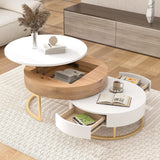 Nesting Coffee Tables Lift Top With 2 Drawers White Natural - Furniture Home Direct
