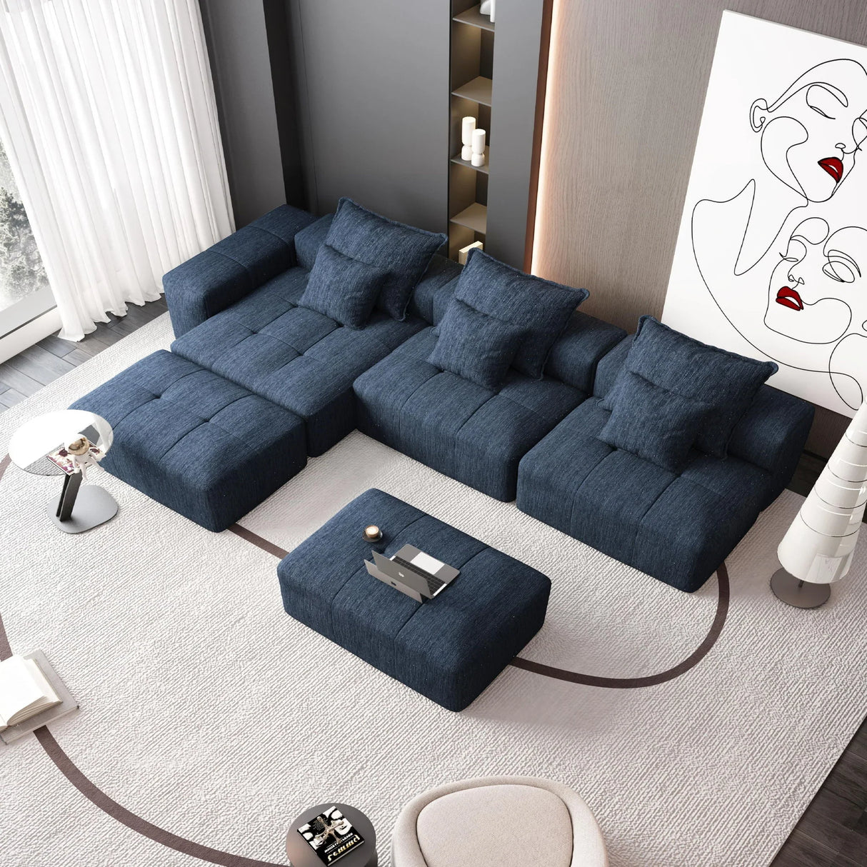Modern Oversized Diy Combination Modular Sectional Sofa With Pillows - Furniture Home Direct