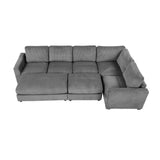 121.3" Modular Sectional Sofa with Two Movable Ottomans, Gray - Furniture Home Direct