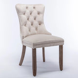 Nikki - Modern, High-End Tufted Solid Wood Contemporary Velvet Upholstered Dining Chair With Wood Legs Nailhead Trim (Set of 2) - Furniture Home Direct