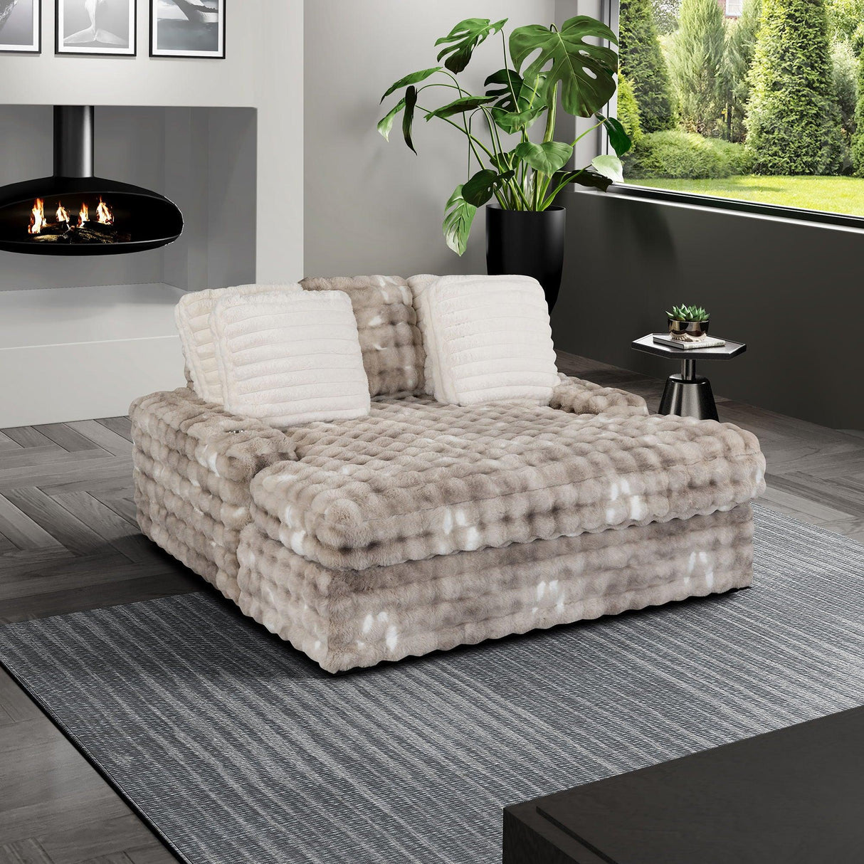 Julia - Lounger Sofa With USB - Gray - Furniture Home Direct
