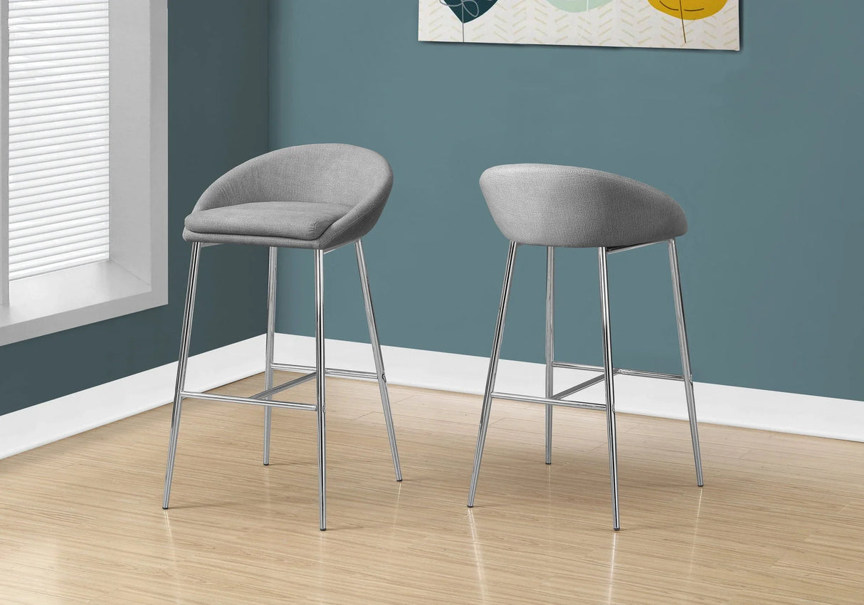 Bar Stool, Bar Height, Contemporary & Modern (Set of 2) - Gray - Furniture Home Direct