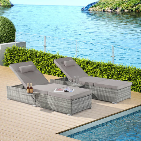 Outdoor Chaise Lounge Set With Cushions Patio Light Gray - Furniture Home Direct