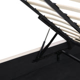 Platform Bed With Hydraulic Storage Upholstered Beige - Furniture Home Direct