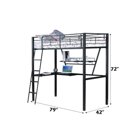 Senon - Twin Loft Bed With Desk - Black / Silver - Furniture Home Direct