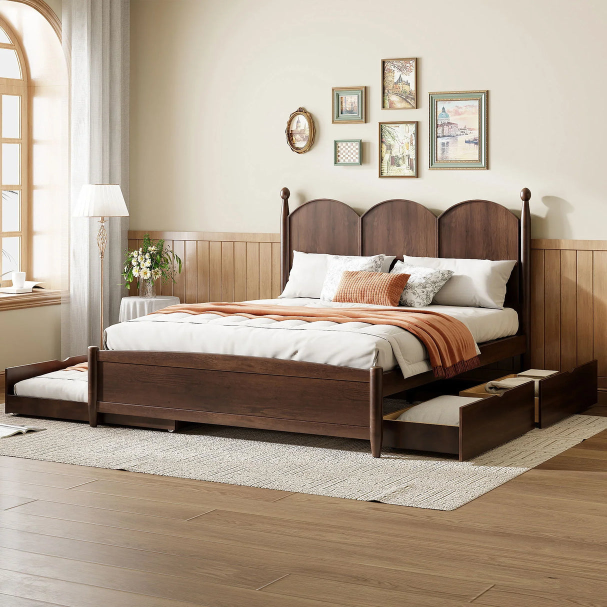 Platform Bed With With 2 Big Drawers And Trundle - Furniture Home Direct