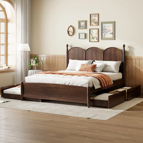 Platform Bed With With 2 Big Drawers And Trundle - Furniture Home Direct