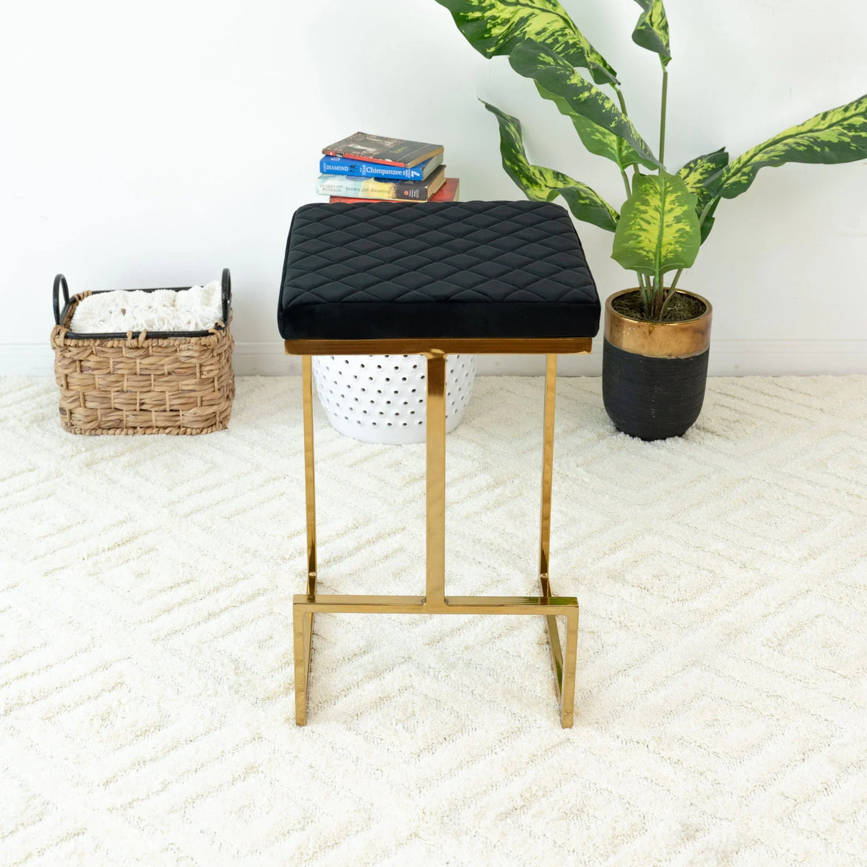 Joel - Mid Century Modern Luxury Upholstered Stool - Furniture Home Direct